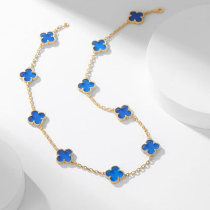 [Mystic]CLOVER 10 MOTIFS BLUE AGATE NECKLACE