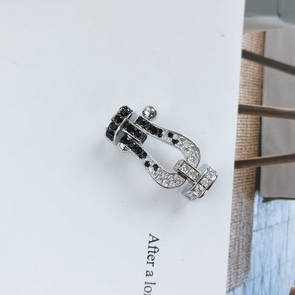 [Mystic]FORCE LARGE HORSESHOE BLACK WHITE DIAMOND BRACELET SILVER