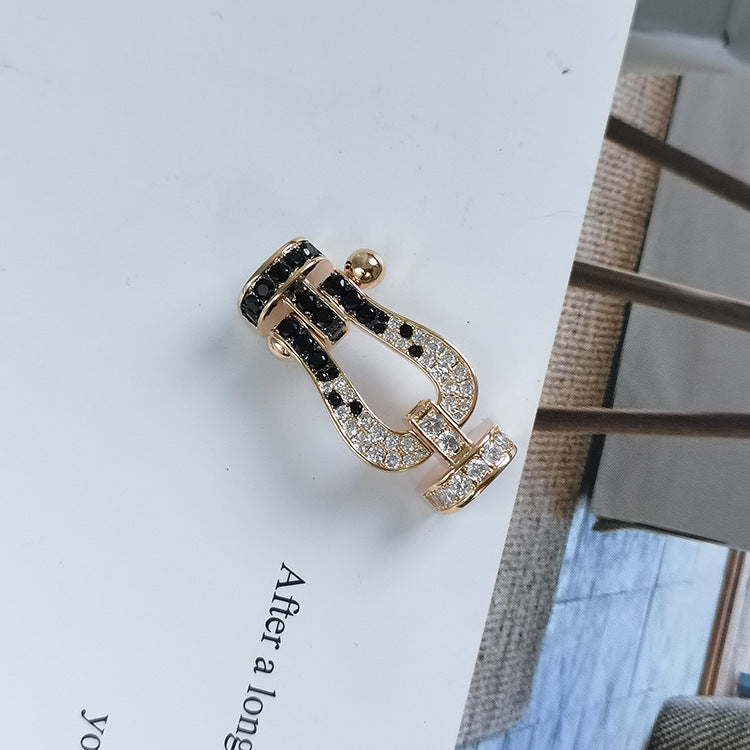 [Mystic]FORCE LARGE HORSESHOE BLACK WHITE DIAMOND BRACELET SILVER