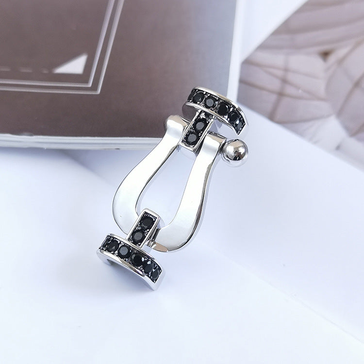 [Mystic]FORCE LARGE HORSESHOE BLACK DIAMOND BRACELET SILVER