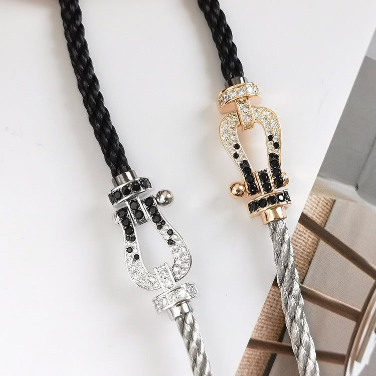 [Mystic Crown]FORCE LARGE HORSESHOE BLACK WHITE DIAMOND BRACELET ROSE GOLD