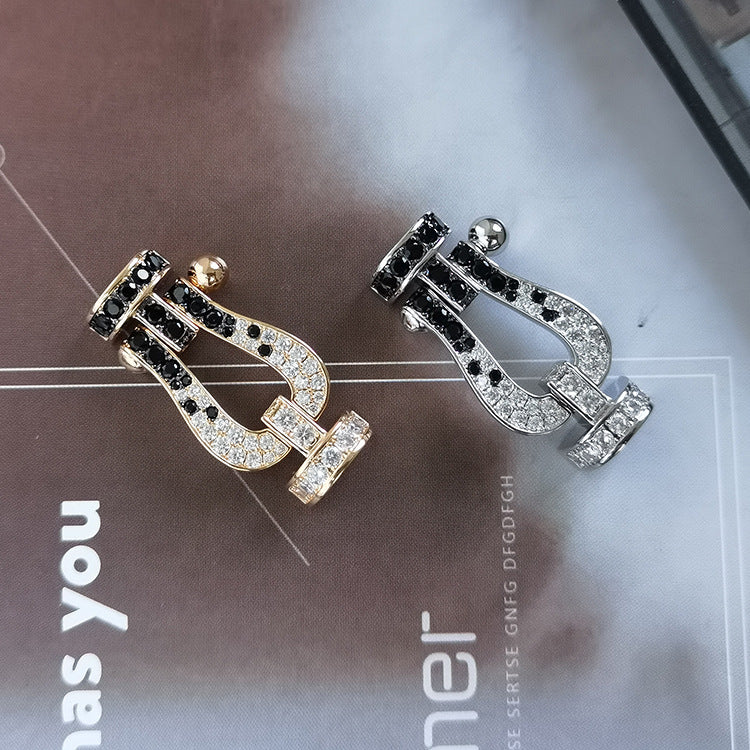 [Mystic Crown]FORCE LARGE HORSESHOE BLACK WHITE DIAMOND BRACELET ROSE GOLD