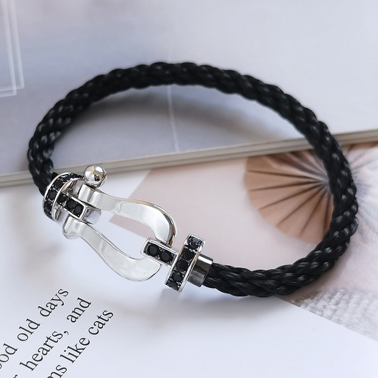 [Mystic]FORCE LARGE HORSESHOE BLACK DIAMOND BRACELET SILVER