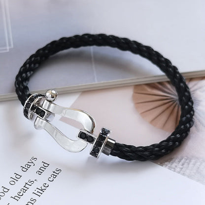 [Mystic]FORCE LARGE HORSESHOE BLACK DIAMOND BRACELET SILVER