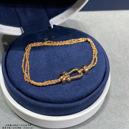[Mystic Crown]FORCE SMALL HORSESHOE  DIAMOND CHAIN ROPE BRACELET