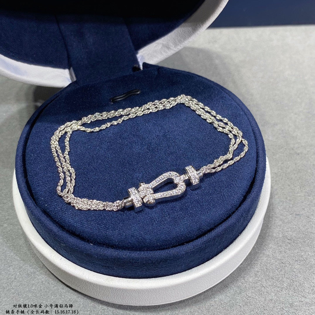 [Mystic]FORCE SMALL HORSESHOE  DIAMOND CHAIN ROPE BRACELET