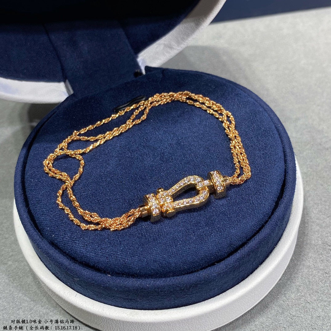 [Mystic]FORCE SMALL HORSESHOE  DIAMOND CHAIN ROPE BRACELET