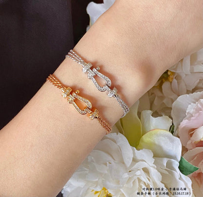 [Mystic]FORCE SMALL HORSESHOE  DIAMOND CHAIN ROPE BRACELET