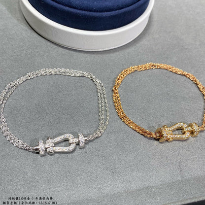 [Mystic]FORCE SMALL HORSESHOE  DIAMOND CHAIN ROPE BRACELET