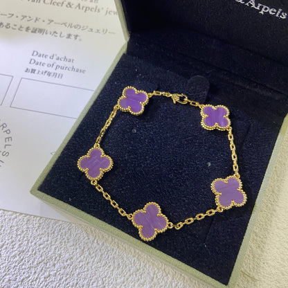 [Mystic]CLOVER  5 MOTIFS  PURPLE VIOLET BRACELET-w