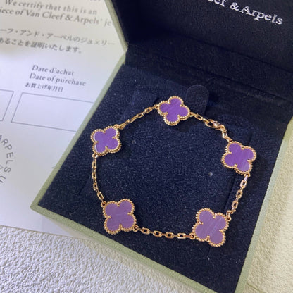 [Mystic]CLOVER  5 MOTIFS  PURPLE VIOLET BRACELET-w