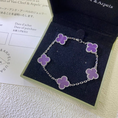 [Mystic]CLOVER  5 MOTIFS  PURPLE VIOLET BRACELET-w