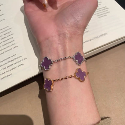 [Mystic]CLOVER  5 MOTIFS  PURPLE VIOLET BRACELET-w