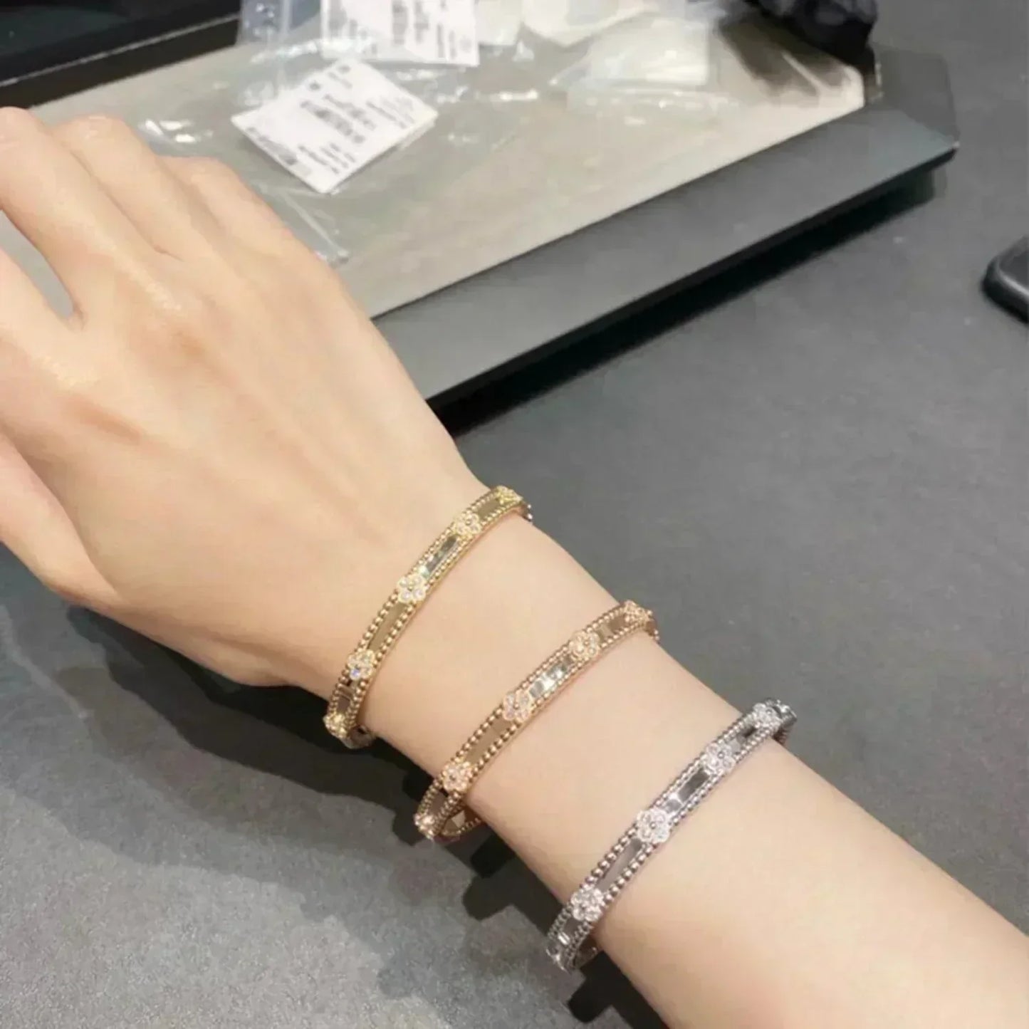 [Mystic]CLOVER BRACELET 4MM DIAMONDS