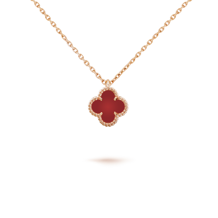 [Mystic]CLOVER MINI 9.5MM WHITE CARNELIANS NECKLACE
