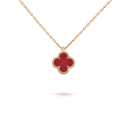 [Mystic]CLOVER MINI 9.5MM WHITE CARNELIANS NECKLACE