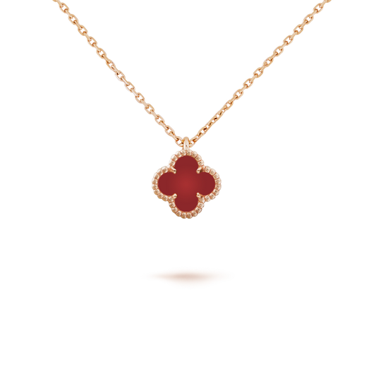 [Mystic]CLOVER MINI 9.5MM WHITE CARNELIANS NECKLACE