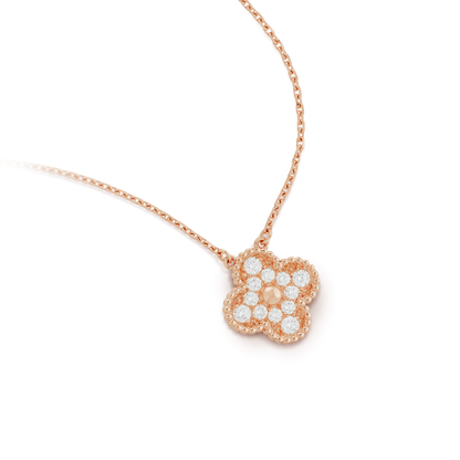 [Mystic]Clover 15mm Diamant-Einzelblüten-Halskette