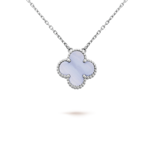 [Mystic Crown]CLOVER 15MM BLUE CHALCEDONY NECKLACE SILVER
