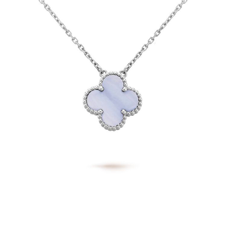 [Mystic]CLOVER 15MM BLUE CHALCEDONY NECKLACE SILVER