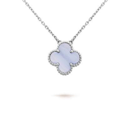 [Mystic]CLOVER 15MM BLUE CHALCEDONY NECKLACE SILVER