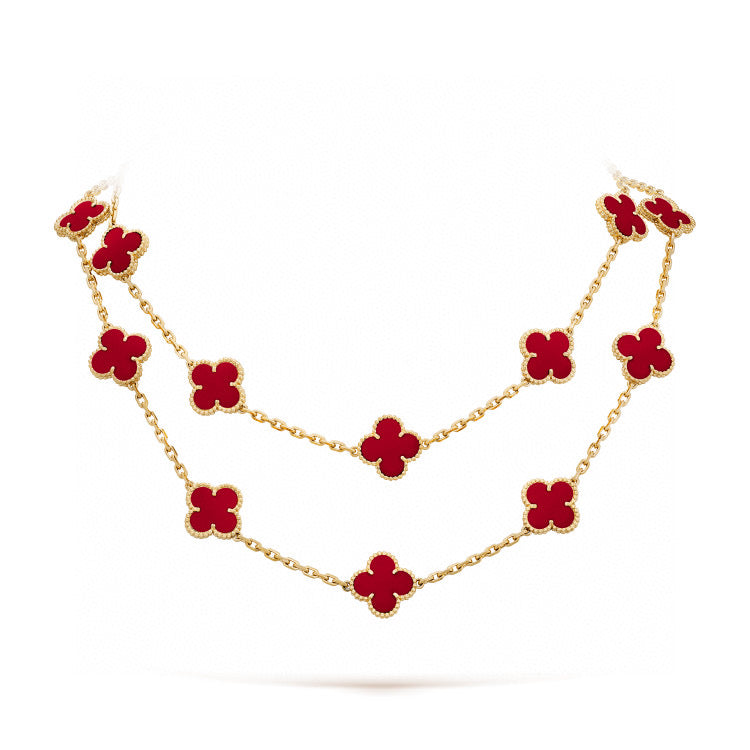 [Mystic]CLOVER 20 MOTIFS CARNELIAN NECKLACE