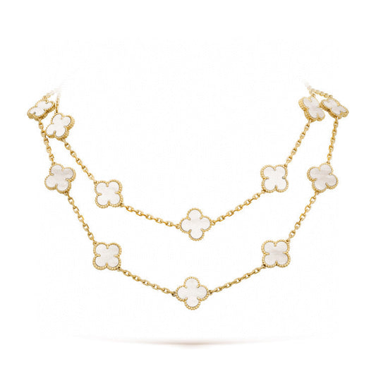 [Mystic Crown]CLOVER 20 MOTIFS WHITE MOP NECKLACE