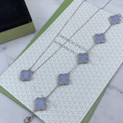 [Mystic]CLOVER  5 MOTIF PURPLE CHALCEDONY BRACELET SILVER