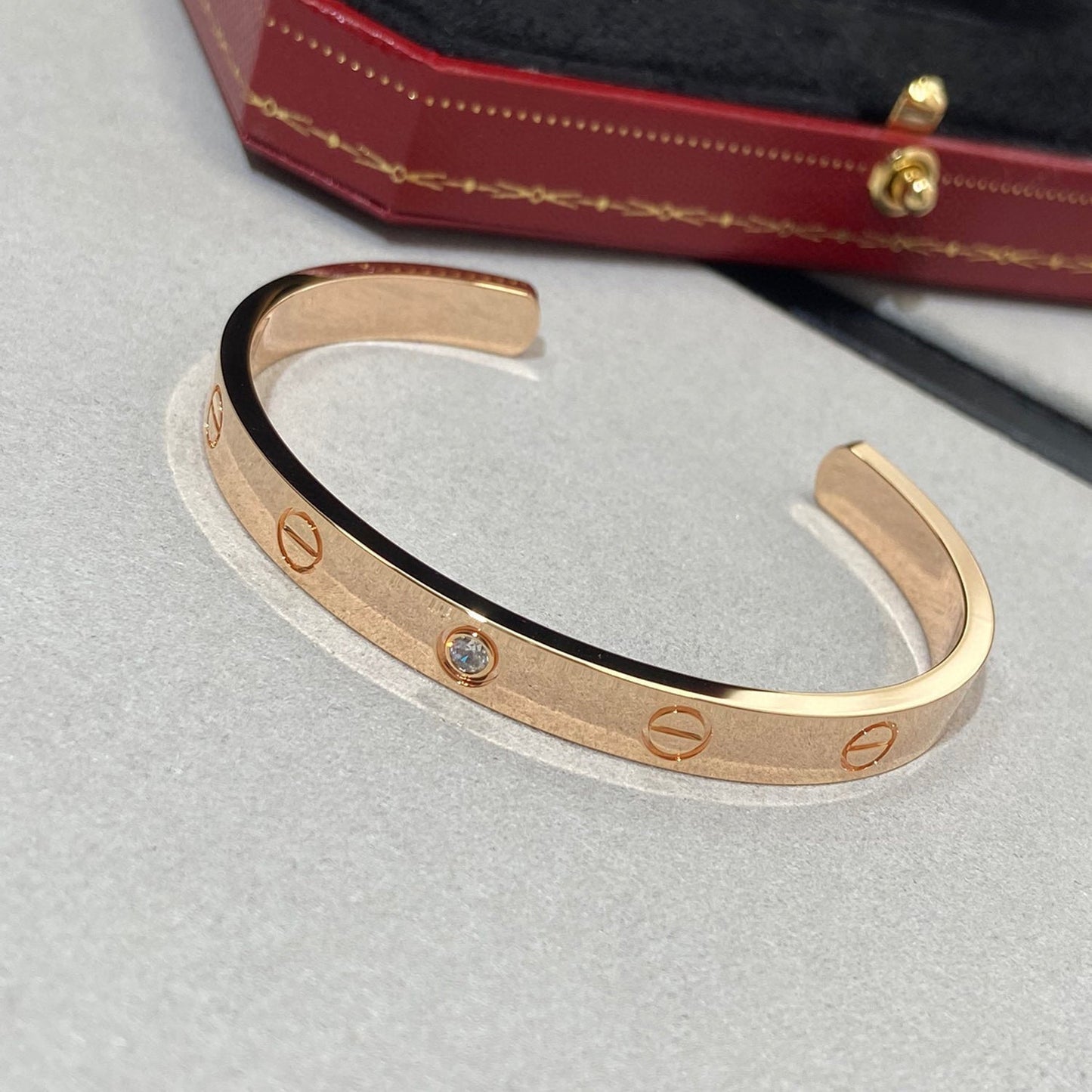[Mystic]LOVE BRACELET 6.1MM 1 DIAMOND OPEN CUFF