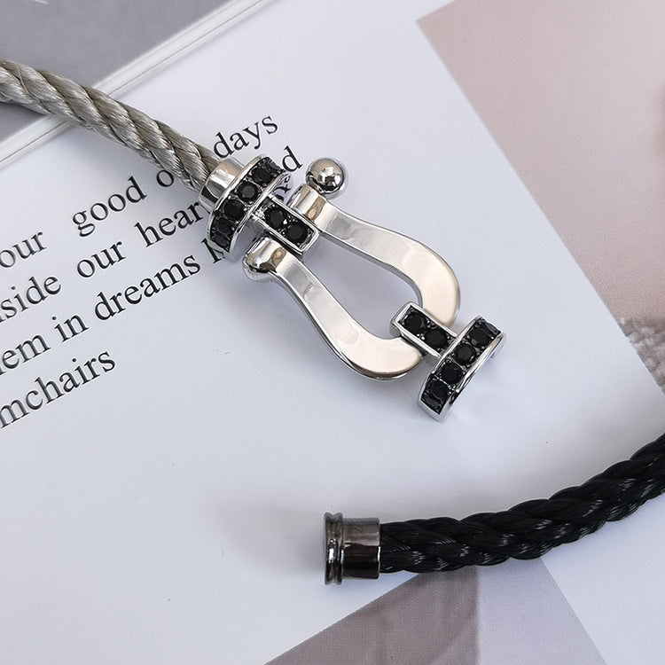 [Mystic]FORCE LARGE HORSESHOE BLACK DIAMOND BRACELET SILVER