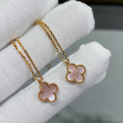 [Mystic]CLOVER 15MM PINK MOTHER-OF-PEARL SINGLE FLOWER NECKLACE