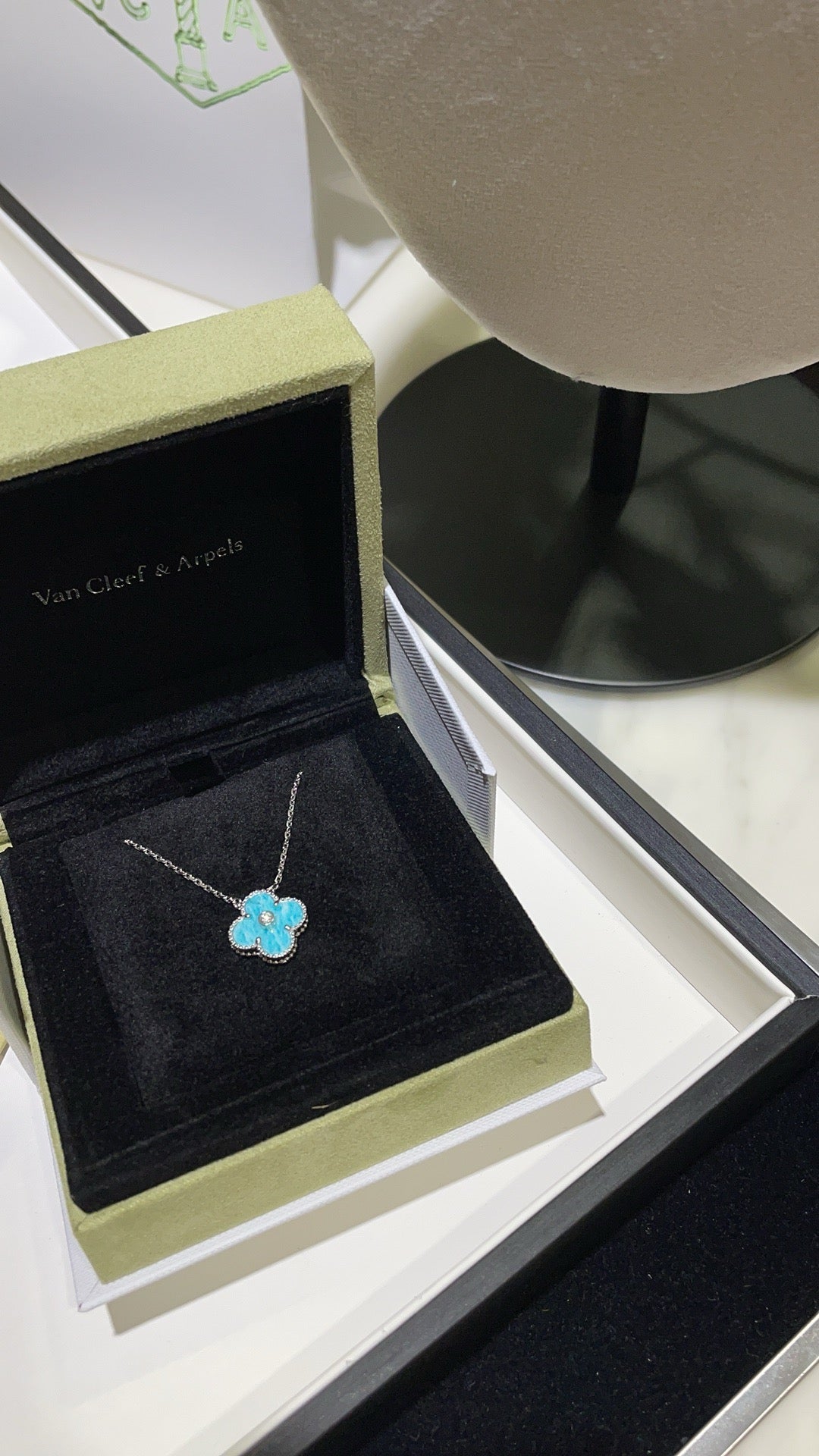 [Mystic]CLOVER 15MM DIAMOND SVRES PORCELAIN  NECKLACE SILVER