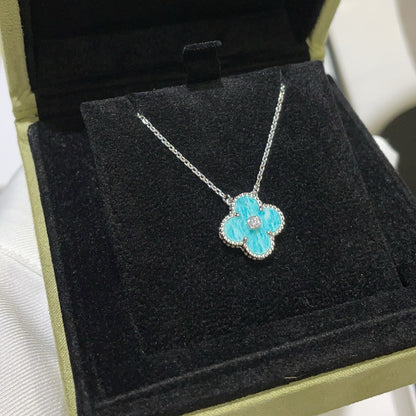 [Mystic]CLOVER 15MM DIAMOND SVRES PORCELAIN  NECKLACE SILVER