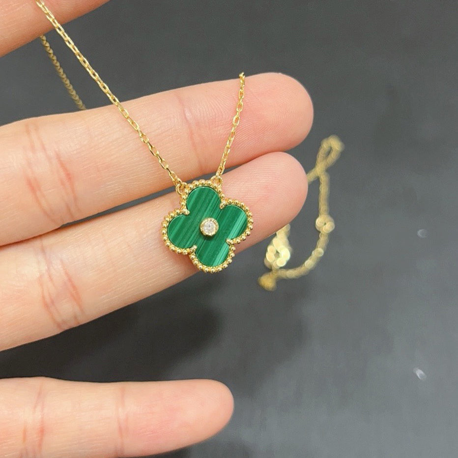 [Mystic]CLOVER 15MM DIAMOND TURQUOISE NECKLACE