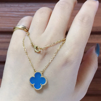 [Mystic]CLOVER 15MM BLUE AGATE NECKLACE