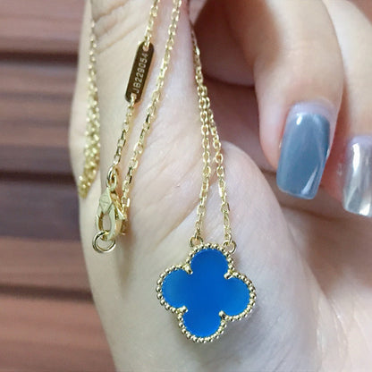 [Mystic]CLOVER 15MM BLUE AGATE NECKLACE