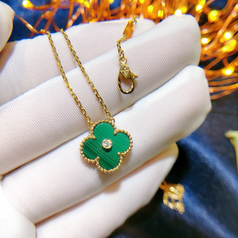[Mystic]CLOVER 15MM DIAMOND TURQUOISE NECKLACE