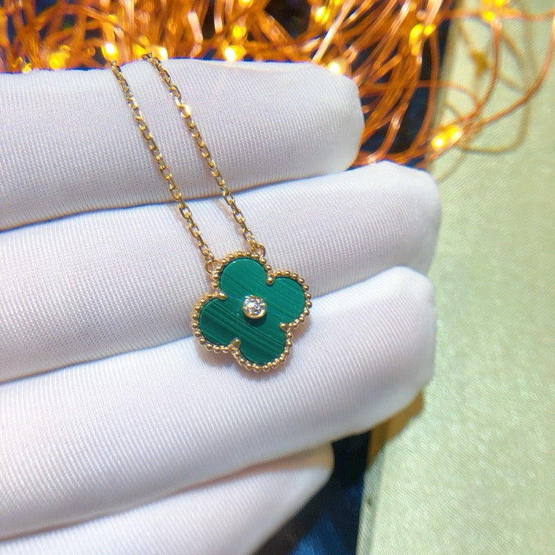 [Mystic]CLOVER 15MM DIAMOND TURQUOISE NECKLACE