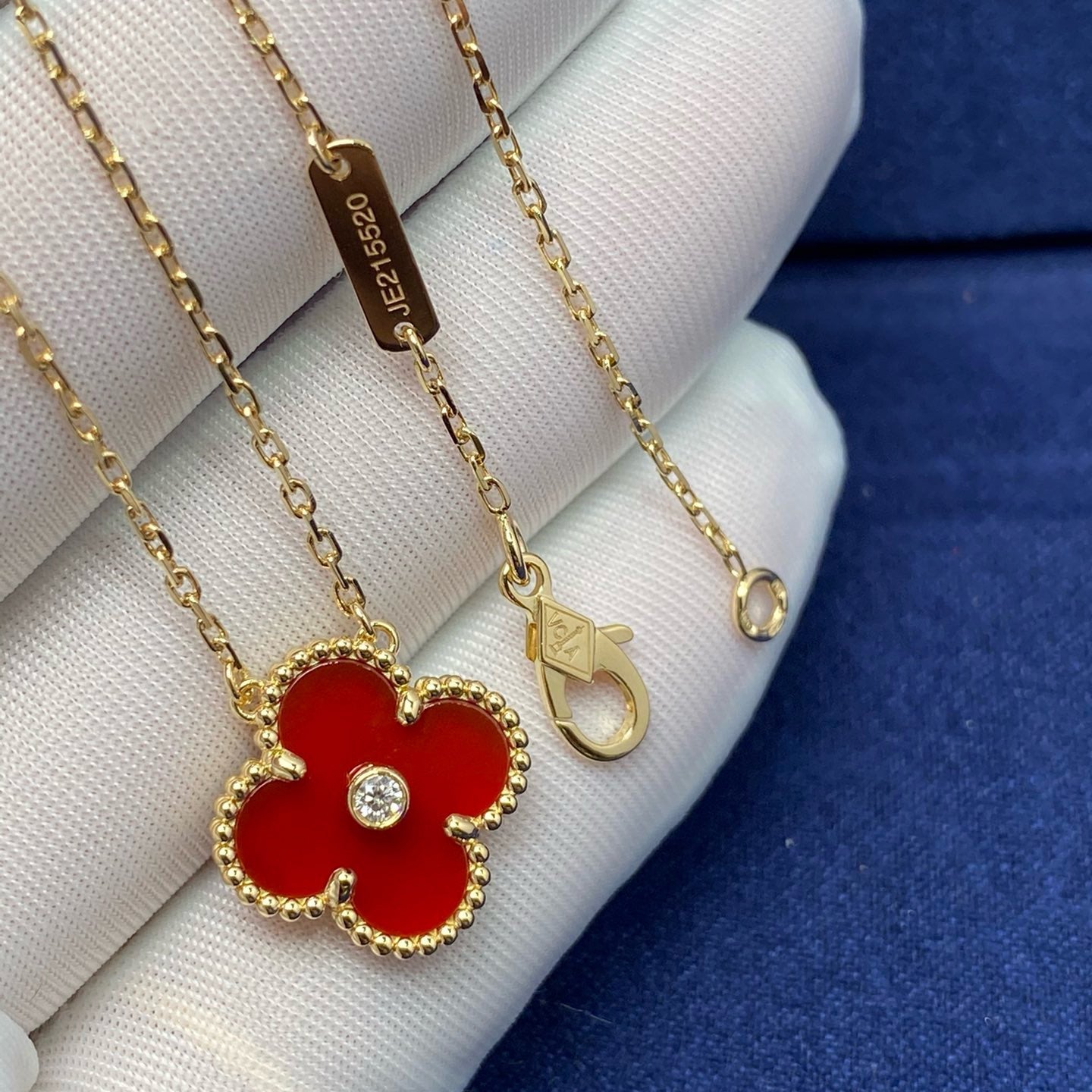 [Mystic]CLOVER 15MM DIAMOND CARNELIAN NECKLACE