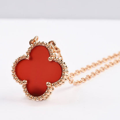 [Mystic]CLOVER 15MM CARNELIAN SINGLE FLOWER NECKLACE