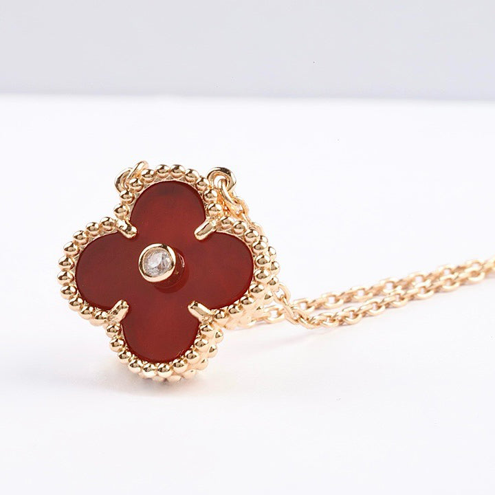 [Mystic]CLOVER 15MM DIAMOND CARNELIAN NECKLACE