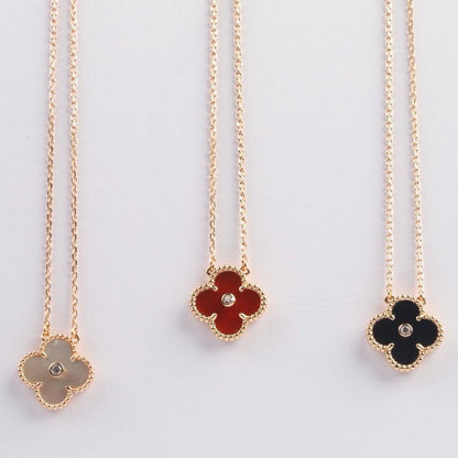 [Mystic]CLOVER 15MM DIAMOND CARNELIAN NECKLACE