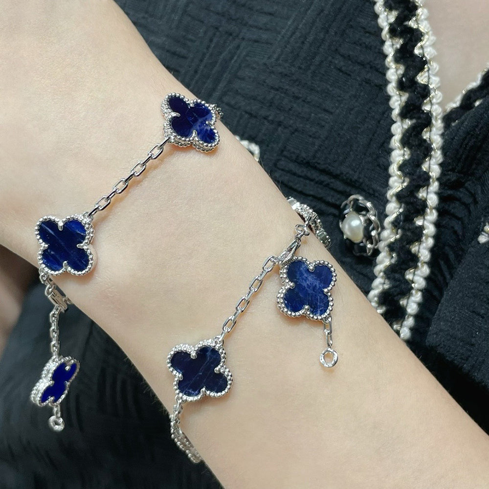 [Mystic]CLOVER 5 MOTIF PIETERSITE SILVER BRACELET
