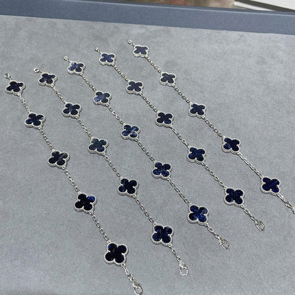 [Mystic]CLOVER 5 MOTIF PIETERSITE SILVER BRACELET