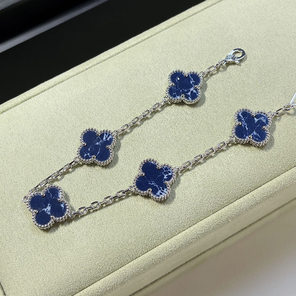 [Mystic]CLOVER 5 MOTIF PIETERSITE SILVER BRACELET