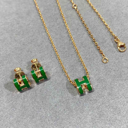 [Mystic]POP H GREEN NECKLACE SILVER AND GOLD
