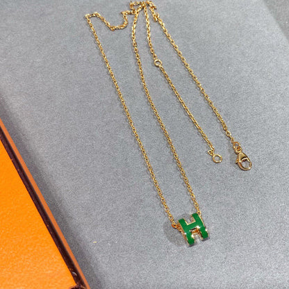 [Mystic]POP H GREEN NECKLACE SILVER AND GOLD