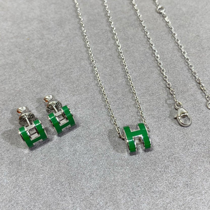 [Mystic]POP H GREEN NECKLACE SILVER AND GOLD