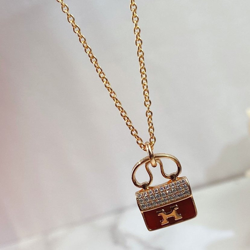 [Mystic]CONSTANCE RED PEDANT PINK GOLD NECKLACE