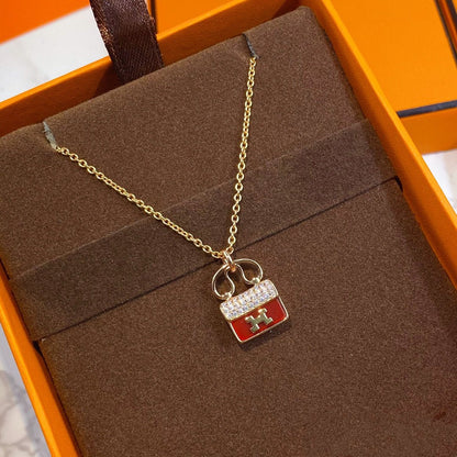 [Mystic]CONSTANCE RED PEDANT PINK GOLD NECKLACE